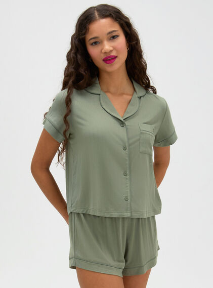 Ribbed modal short pyjama set